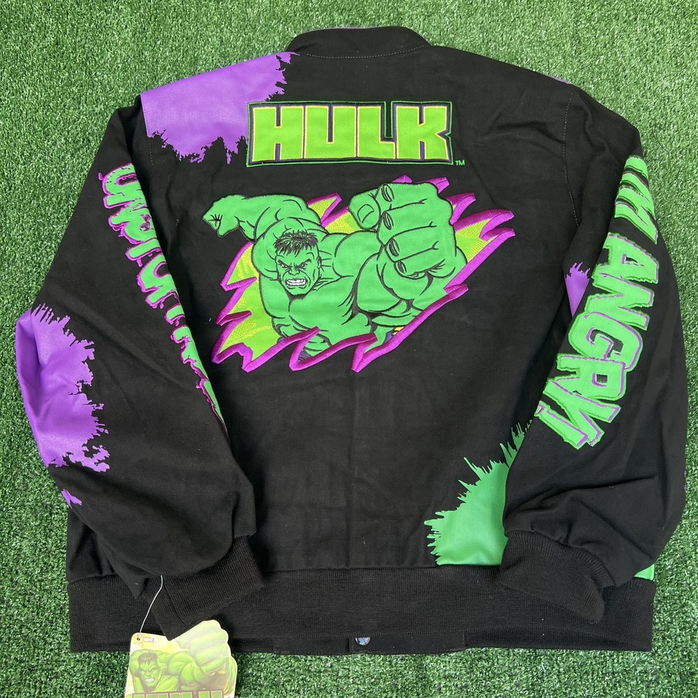 NWT VTG JH Design Hulk Jacket Youth 2XL Black Men's S Crop Boxy Racing Marvel - Picture 9 of 12
